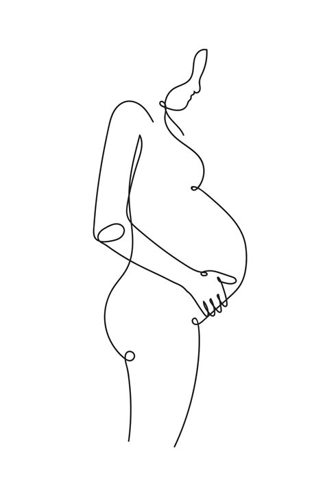A Pregnant Woman In A Line Art Poster Artdesign
