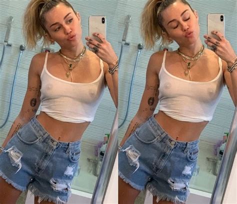 Braless Miley Cyrus Hard Nipples Selfies Pokies Celebrity Nude