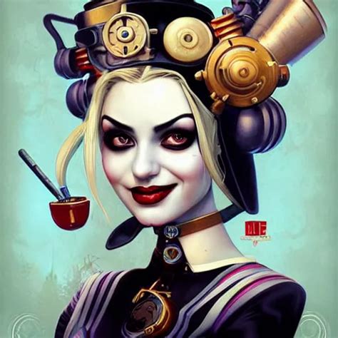 Steampunk Portrait Of Harley Quinn Pixar Style By Stable Diffusion