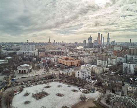 Moscow Zoo From Drone High Aerial View Winter View Stock Photo