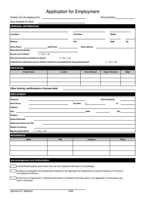 Simple Job Application Form Templates At