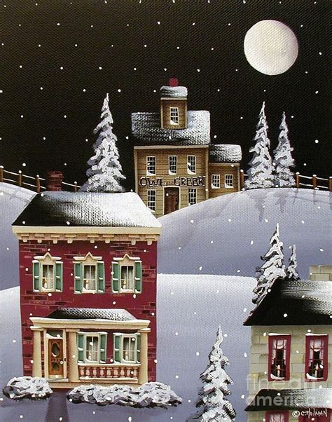 Owl Creek By Catherine Holman Creek Art Folk Art Painting Christmas Art