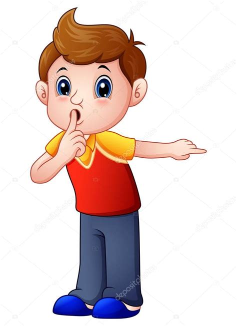 Cartoon Boy Gesturing For A Silence — Stock Vector © Dualoro 154945530