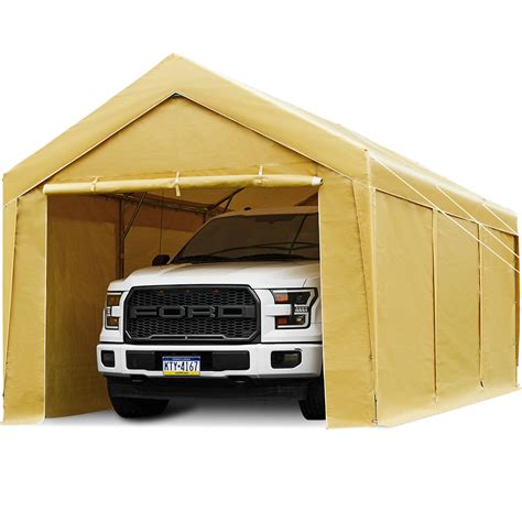Finfree 10 X 20 Ft Steel Carport Car Canopy With Sidewall And Door 4