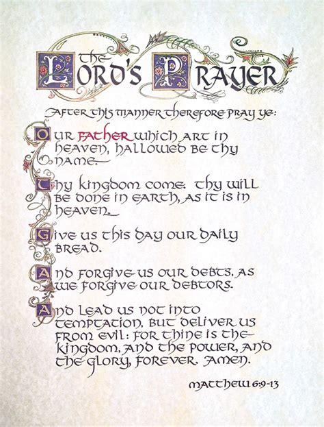 Lords Prayer Calligraphy Print Love Worth Finding Ministries