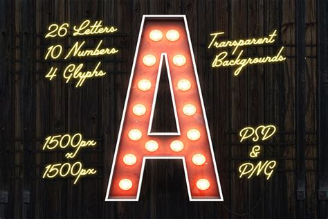 Free Download Vintage Style Marquee Bulb Sign Letters Pack