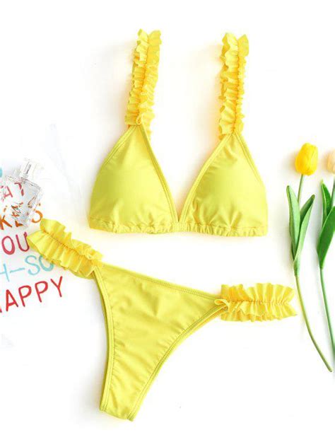 17 Off 2019 Ruffle Bikini Set In Yellow Zaful