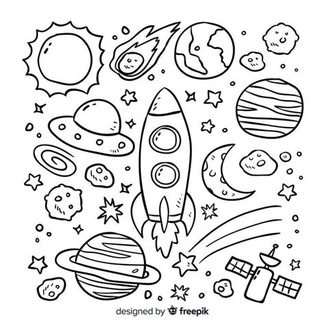 Premium Vector Hand Drawn Planet Collection Concept Space Drawings