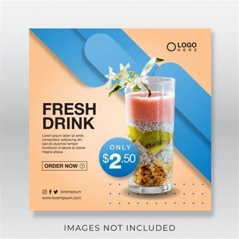 Healthy Fresh Juice Drink Banner For Social Media Post Template Drink