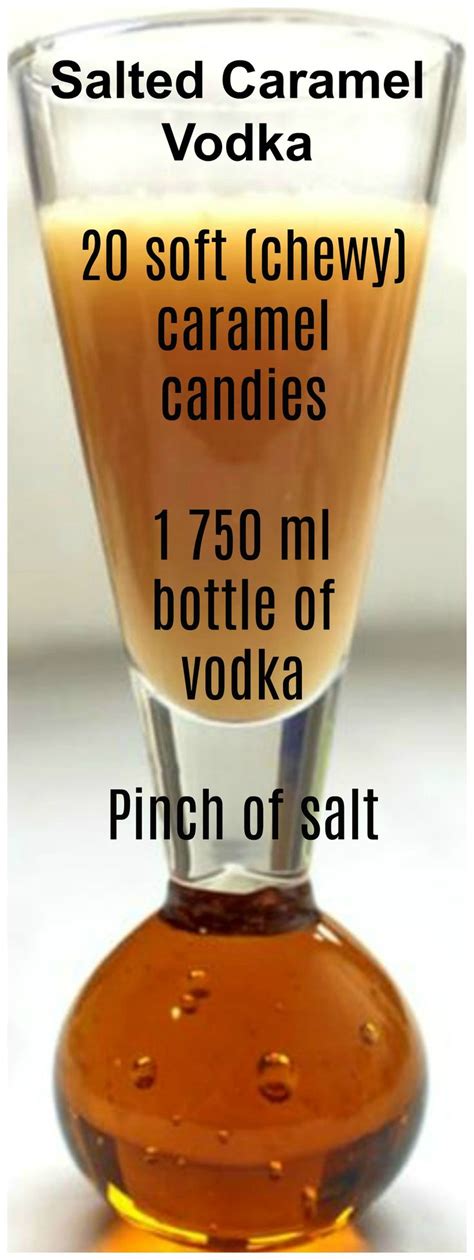 Add vodka and caramel candies to mason jar or glass bottle. Salted Caramel Vodka Recipe | Mix That Drink | Recipe in 2020 | Salted caramel vodka, Caramel ...