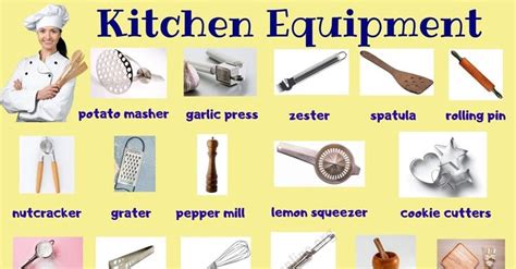 The Kitchen Equipment Is Labeled In Many Different Languages Including