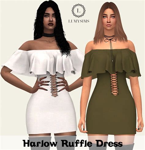 Harlow Ruffle Dress At Lumy Sims Sims 4 Updates