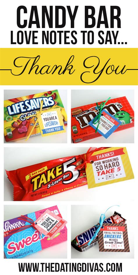 Candy Bar Love Notes To Say Thank You
