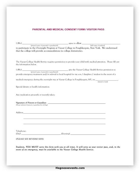 Free Printable Grandparent Medical Consent Form