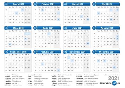 Calendario Semanas 2021 • Printable Blank Calendar Template