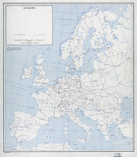 Large Detailed Old Political Map Of Europe With Railroads 1960