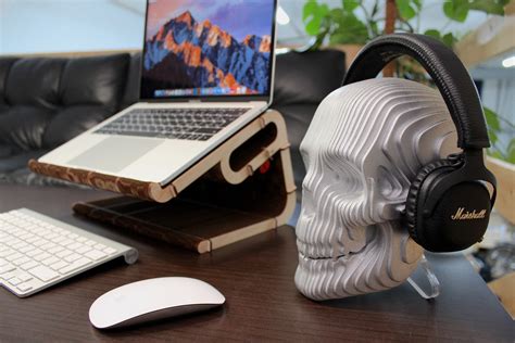 Wooden Human Skull Skull Headphone Stand Holder For Over Ear Etsy