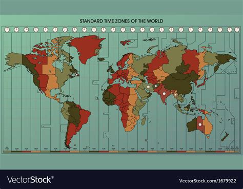 World Map Time Zones 2 Royalty Free Vector Image