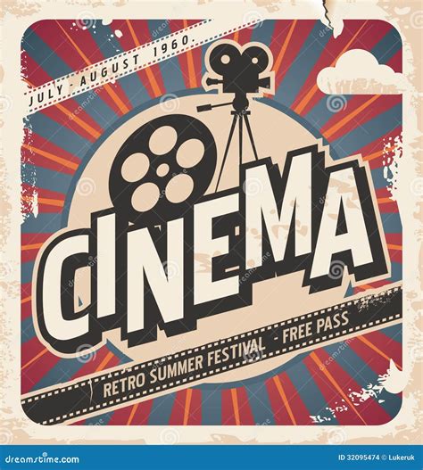 Retro Cinema Or Movie Time Cinematography Poster Vector Illustration