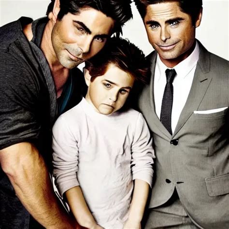 Portrait Of Zac Efron And John Stamos And Rob Lowe As Stable