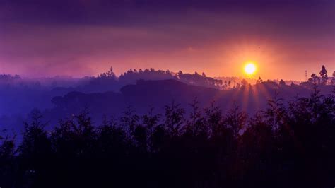 View Of Mountain With Fog During Sunset Hd Nature Wallpapers Hd