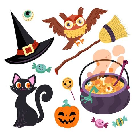 Premium Vector Drawn Halloween Elements Set