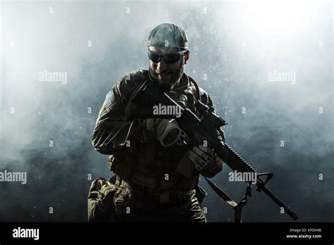 Us Army Soldier In The Rain Stock Photo Alamy