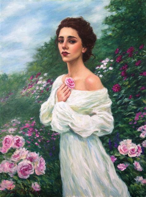 Prints Printable Art Portrait Painting Garden Girl Painting Vintage