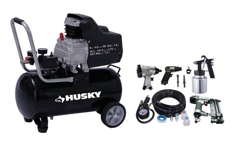 Husky 8 Gallon Portable Oil Lubricated Air Compressor With Air Tool Kit