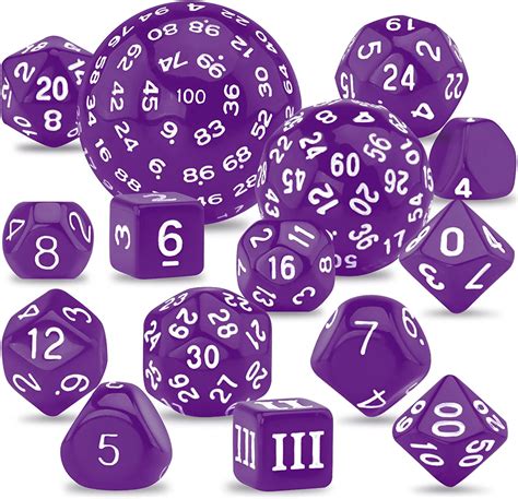 Austor 15 Pieces Complete Polyhedral Dice Set D3 D100 Game