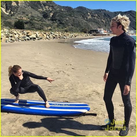 Riker Lynch Teaches Dwts Partner Allison Holker How To Surf See The