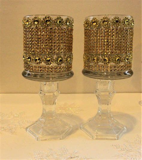 Set Of 10 Tall Glass Candle Holder Wedding Centerpiece Bling Etsy In