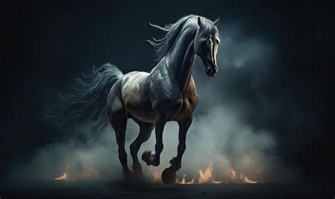 Premium Ai Image The Fiery Mane Of A Majestic Horse Illuminates The