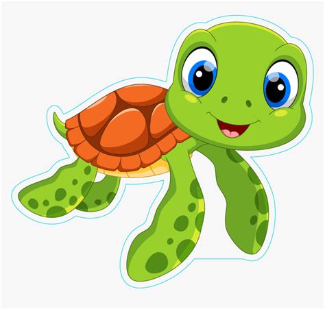 Cute Sea Turtle Cartoon Sticker Cartoon Baby Sea Turtle Hd Png