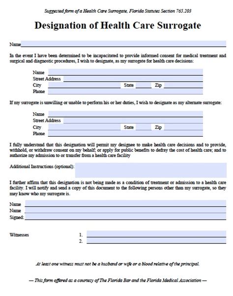 Surrogacy is not as overwhelming as it may first appear. Free Florida Medical Power of Attorney Form - PDF Template