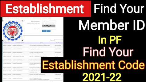 Find Your Member Id In Pf Find Your Establishment Code Pf
