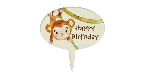 Happy Birthday Monkey Cake Topper Zazzle