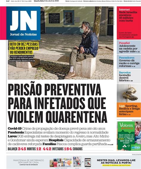 Capa Jornal De Notícias 8 Abril 2020 Capasjornaispt