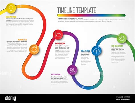 Vector Infographic Company Milestones Curved Timeline Template Light