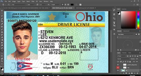 Ohio Driver License Psd Template Psd Template Usa Ukeucaauasia