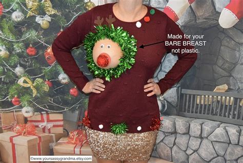 Christmas Pudding Boobies Breasts Adult Christmas Jumper Sweatshirt