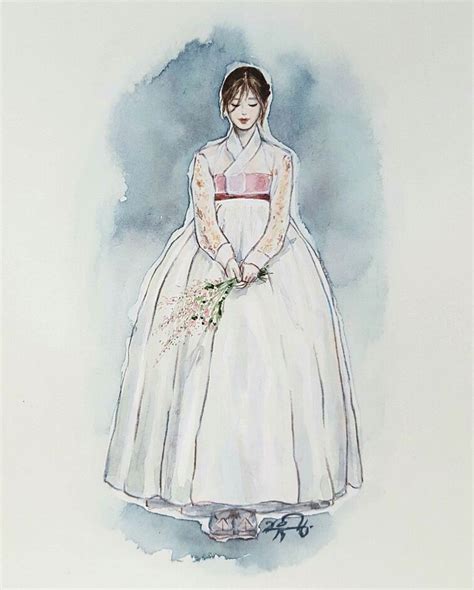 Hanbok Illustration 한복 Hanbok Korean Traditional Clothes[dress] 패션 일러스트 패션 드레스 디자인 스케치