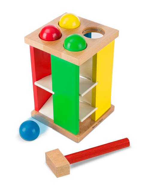 Melissa And Doug Deluxe Pound And Roll Wooden Tower Toy With