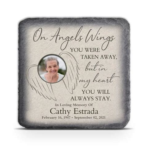 On Angels Wings You Were Taken Away Personalized Memorial Stone Mem
