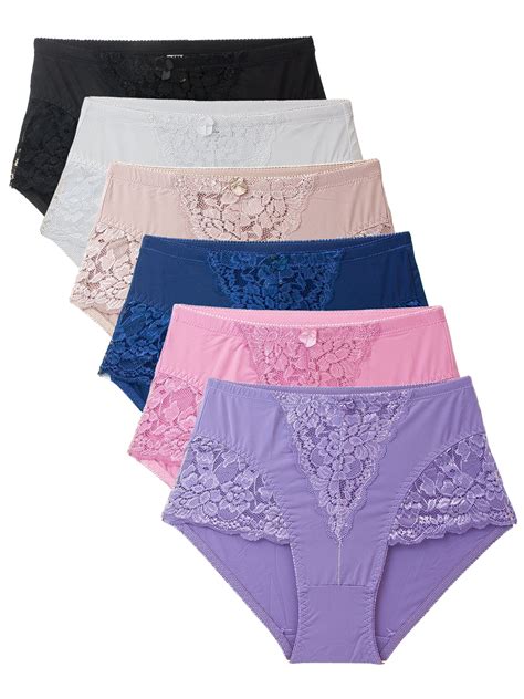 Womens Panties S Plus Size Light Control Full Cover Lace Girdle Underwear6pack