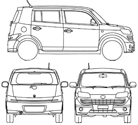 2007 Daihatsu Materia Microvan V2 Blueprints Free Outlines