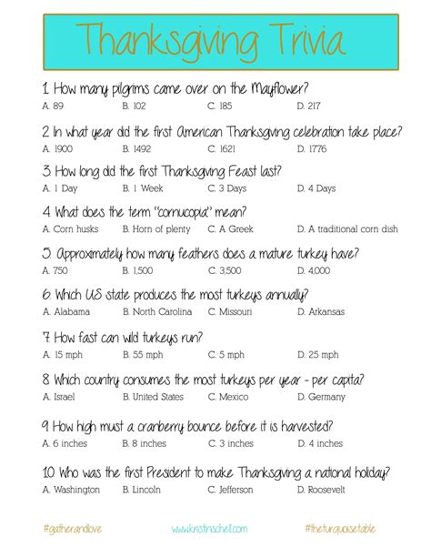 Thanksgiving Trivia A Printable For Your Gathering Kristin Schell