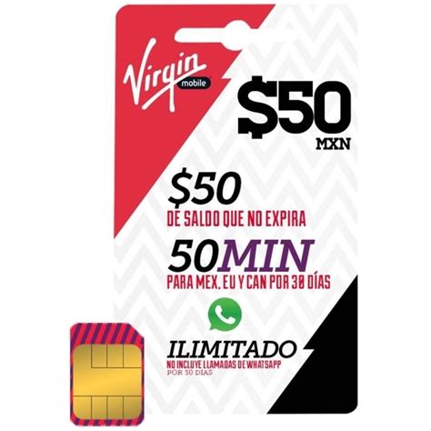 Chip Virgin Mobile Nano Sim 100 De Saldo 50 Minutos Y Whatsapp