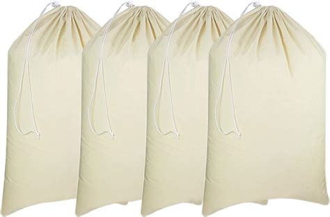 Urban Villa 4 Pack Extra Large Canvas Heavy Duty Laundry Bags Natural