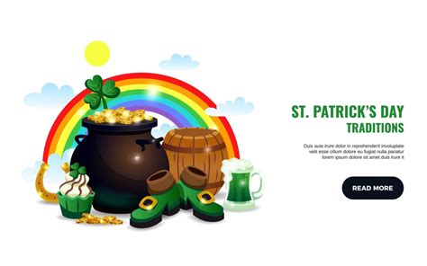 Saint Patricks Day Horizontal Banner Vector Illustration Concept